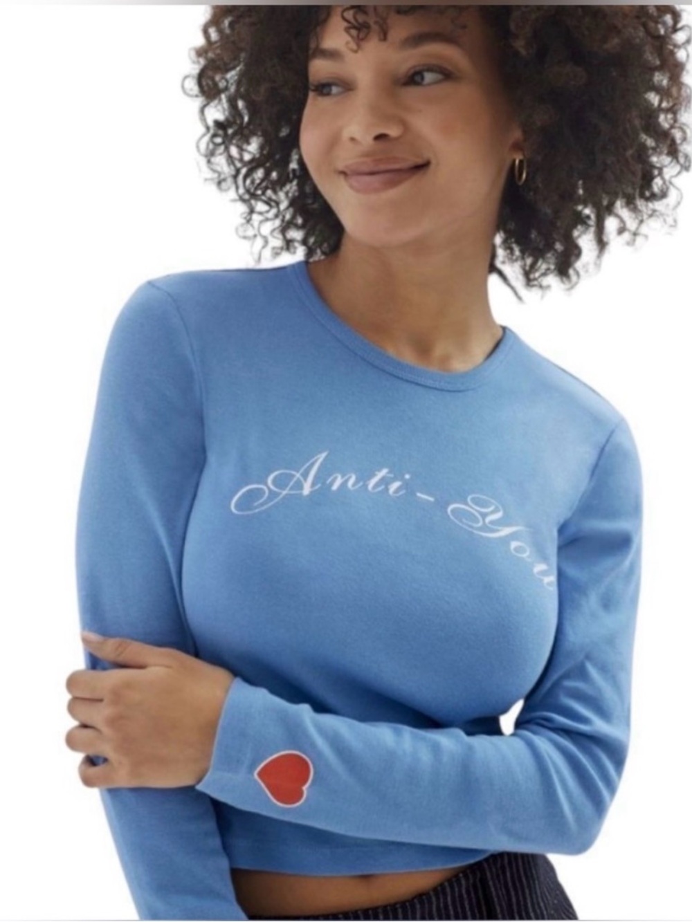 Urban Outfitters Anti-You Blue Long Sleeve Baby Tee S/P Y2K